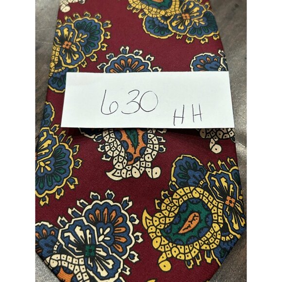 Norton Ditto Silk Paisley Tie Burgundy Multicolor One Size Adjustable Fit Boho - Picture 6 of 7